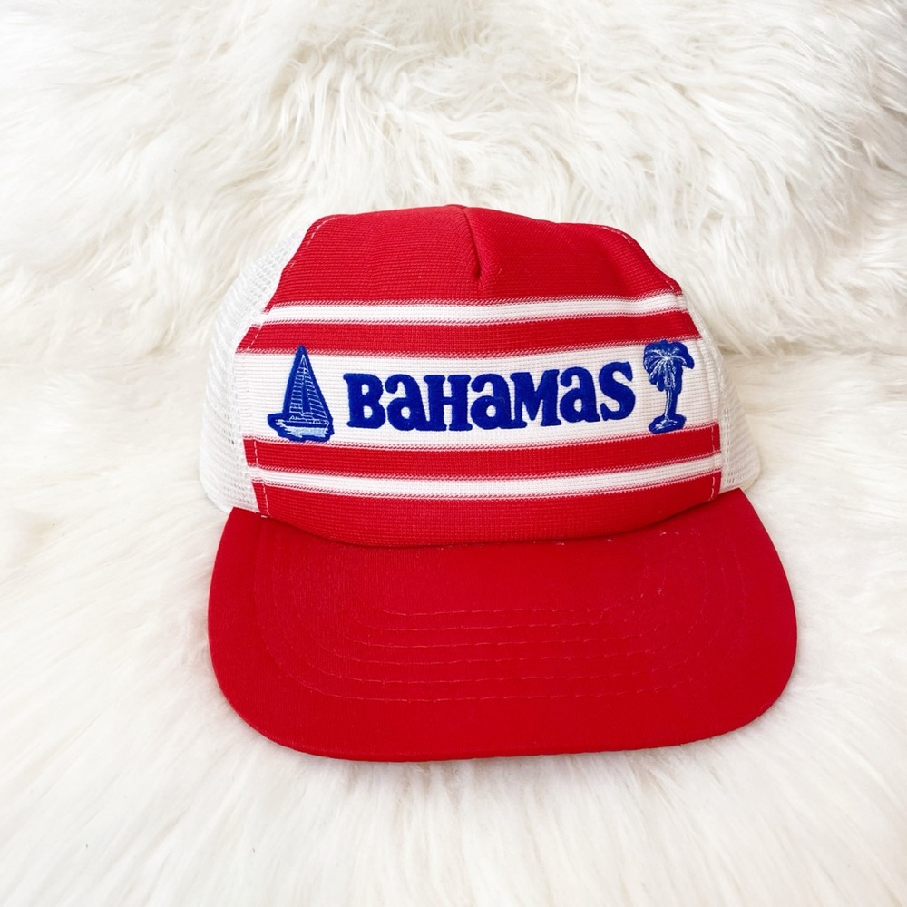 Vintage Red Bahamas Trucker Hat Snapback Vacay